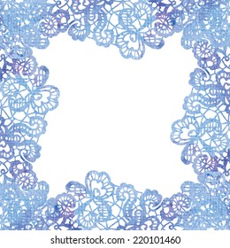Lacy elegant watercolor frame. Invitation card. Vector illustration.