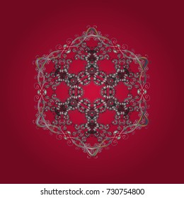 Lacy Fashion Print for Textile. Vector illustration. Stylized Flowers. Ethnic of Lace Snowflakes. Folk Style. Design for Fabric or Wallpaper. Decorative Texture Background of Mandalas.