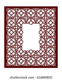 Lacy frame with carved openwork pattern. Vector Stencil. Template for interior design, decorative art objects etc. Image suitable for laser cutting, plotter cutting or printing. Stock vector