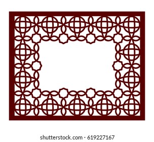 Lacy frame with carved openwork pattern. Vector Stencil. Template for interior design, decorative art objects etc. Image suitable for laser cutting, plotter cutting or printing. Stock vector