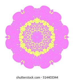 Lacy hand drawn hexagon pattern. Mandala ornament made of calligraphic swirls. Arabesque openwork ornament