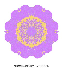 Lacy hand drawn hexagon pattern. Mandala ornament made of calligraphic swirls. Arabesque openwork ornament