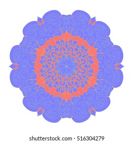 Lacy hand drawn hexagon pattern. Mandala ornament made of calligraphic swirls. Arabesque openwork ornament