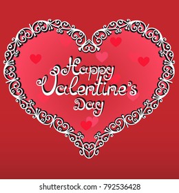 Lacy heart on a red background with space for your text.