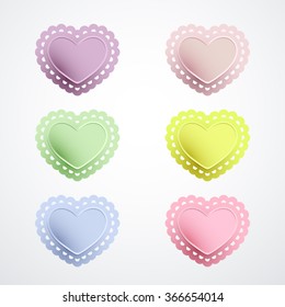 Lacy heart shapes collection for candies or cookies. Vector illustration EPS10