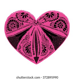 Lacy Heart Valentine's Day. Vector illustration. Sketch element for greeting cards, invitations, and other printing projects.