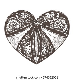 Lacy Heart Valentine's Day. Vector illustration. Sketch illustration for greeting cards, invitations, and other printing projects.