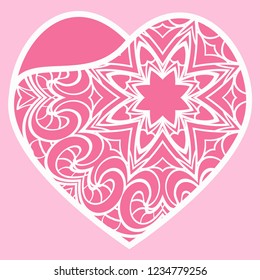 Lacy Hearts With Floral Openwork Pattern. Template For Layouts Wedding Cards, Interior, Laser Cutting, Plotter Cutting Or Printing. Vector Illustration