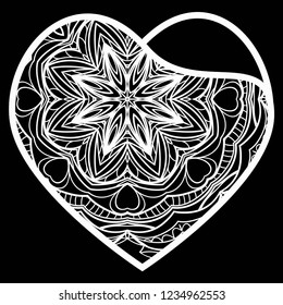 Lacy Hearts With Floral Openwork Pattern. Template For Layouts Wedding Cards, Interior, Laser Cutting, Plotter Cutting Or Printing. Vector Illustration
