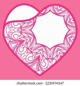 Lacy Hearts With Floral Openwork Pattern. Template For Layouts Wedding Cards, Interior, Laser Cutting, Plotter Cutting Or Printing. Vector Illustration