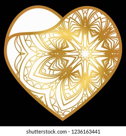 Lacy Hearts With Floral Openwork Pattern. Template For Layouts Wedding Cards, Interior, Laser Cutting, Plotter Cutting Or Printing. Vector Illustration