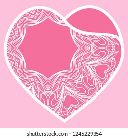 Lacy Hearts With Floral Openwork Pattern. Template For Layouts Wedding Cards, Interior, Laser Cutting, Plotter Cutting Or Printing. Vector Illustration