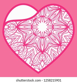 Lacy Hearts With Floral Openwork Pattern. Template For Layouts Wedding Cards, Interior, Laser Cutting, Plotter Cutting Or Printing. Vector Illustration