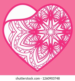 Lacy Hearts With Floral Openwork Pattern. Template For Layouts Wedding Cards, Interior, Laser Cutting, Plotter Cutting Or Printing. Vector Illustration