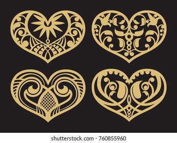 Lacy hearts, paper shapes love vector symbols collection. Vector illustration