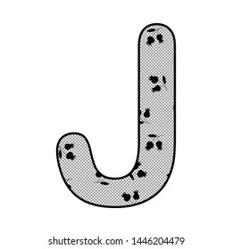 Lacy letter J. Alphabet with black floral ornament on white background. Template for cutting and printing. Vector illustration. 