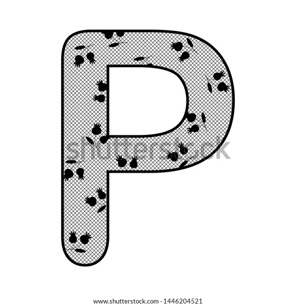 Lacy Letter P Alphabet Black Floral Stock Vector Royalty Free