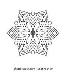 Lacy mandala round pattern. Symmetrical background in circle for meditation, relaxation, coloring book pages for adults.