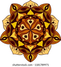 Lacy mandala. Round pattern. Vintage decorative element for web, prints, cards, poster. Bright pattern, hand drawn digital vector illustration.