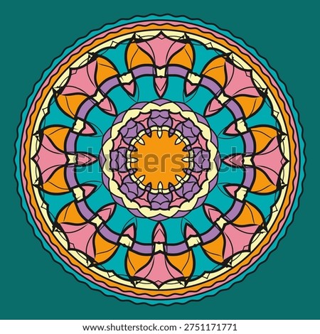 Lacy multicolored mandala, design element or other. Vector illustration