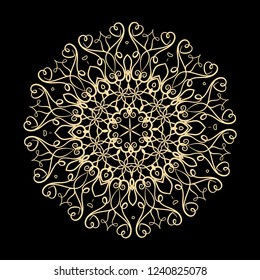 Lacy New year snowflake on a black background
