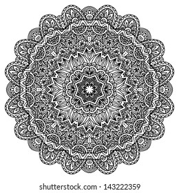 Lacy ornate vector black napkin on white background