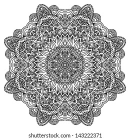 Lacy ornate vector black napkin on white background