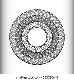 Lacy pattern of intersecting circles. Vector mathematical pattern. Geometric round pattern.