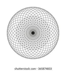 Lacy pattern of intersecting circles. Vector mathematical pattern. Geometric round pattern.