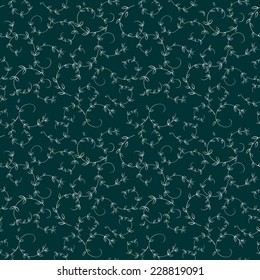 Lacy seamless pattern with leaves and curls. Contrast line art pattern. Useful for web or textile background, wrapping paper or scrap book. Vector is EPS8.