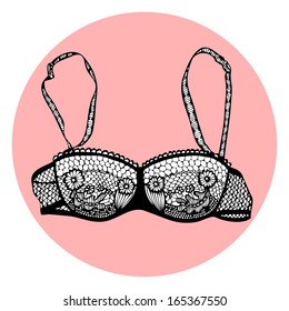 Lacy sexy bra. Vector illustration.