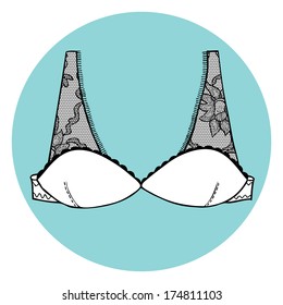 Lacy sexy bra. Vector illustration.
