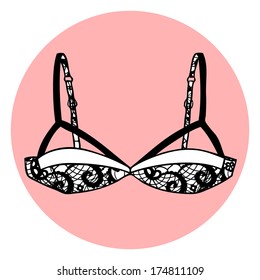 Lacy sexy bra. Vector illustration.