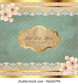 Lacy square banner with flowers (eps10); jpg version also available