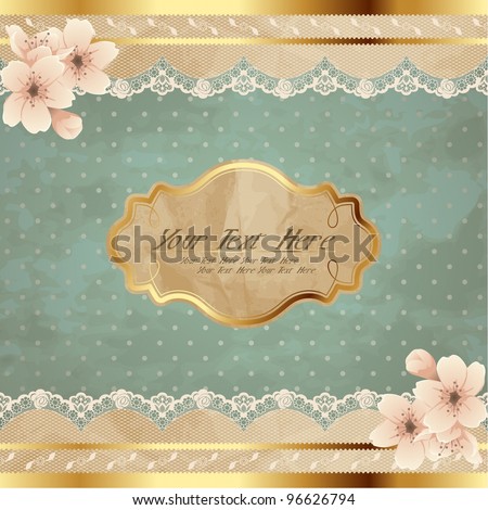 Lacy square banner with flowers (eps10); jpg version also available