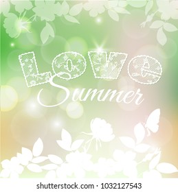 Lacy text. blurred spring background