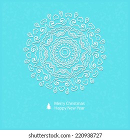 Lacy vector paper Christmas circular elements - illustration for ethnic creative design projects. Mandala. 