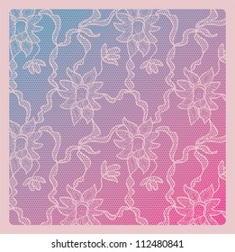 Lacy vintage vector background. Lace on gradient.