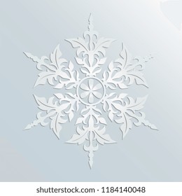 Lacy White Snowflake Background. Template For Christmas Design