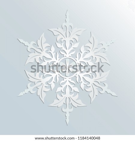 Lacy white snowflake background. Template for Christmas design
