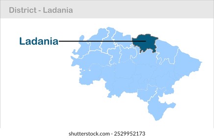 Unterbezirkskarte Ladania, Bezirk Madhubani, Bundesstaat Bihar, Republik Indien, Regierung von Bihar, indisches Territorium, Ostindien, Politik, Dorf, Tourismus