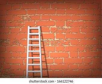 Ladder Against Brick Wall. Vector illustration