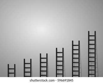 Ladder against the wall , blank space , paper art style