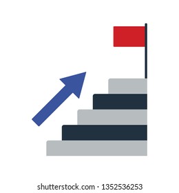 Ladder to Aim Icon. Flat color design. Startup series. Vector illustration.
