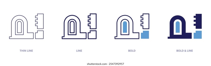 Icono del barril de la escalera en 4 estilos diferentes. Línea delgada, línea, negrita y línea negrita. Estilo duotono. Trazo editable.