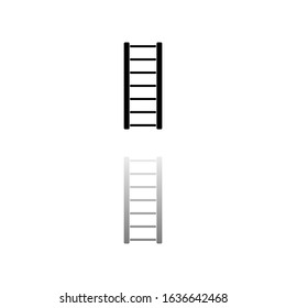 Ladder. Black symbol on white background. Simple illustration. Flat Vector Icon. Mirror Reflection Shadow. Can be used in logo, web, mobile and UI UX project