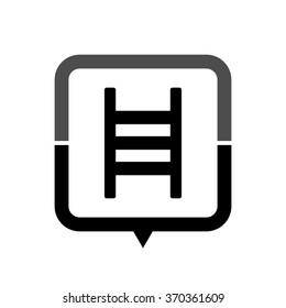 ladder - black vector icon; map pointer;  message bubble