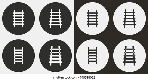 Ladder - black and white vector icons. Round buttons for graphic and web design.