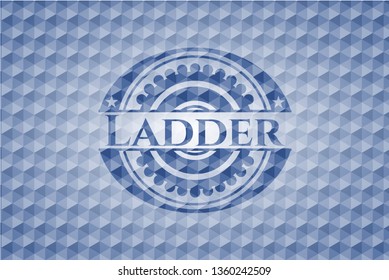 Ladder blue badge with geometric pattern background.