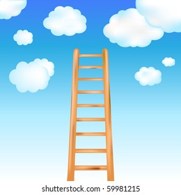 Ladder In Blue Sky, Vector Illustration